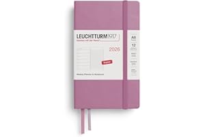 LEUCHTTURM1917 372664 Agenda semanal y cuaderno de notas Pocket (A6) 2026, Dusty Rose, Inglés