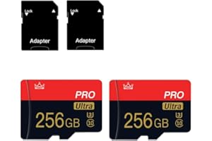 NUOYITKJ 2 Pack Micro SD Card 256 GB Class 10 with SD Adapter High Speed Memory Card for Tablet, Camera, Drone