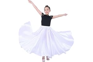 Baisdan Gonna per Danza del Ventre per Ragazze, Gonna Lunga in Raso Cerchio Completo per Danza del Ventre, Costume da Ballo Flamenco