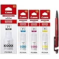 Canon 71 B/C/Y/M Ink Bottles for Canon Pixma G1020 G2020 G2021 G2060 G3020 G3021 G3060 GI-71 with ITGLOBAL 3in1 Multi-Function Mobile Phone Stand, Stylus, Pen (Very Colors)