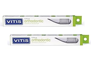 2 sztuki - Vitis Ortodontyczna szczoteczka do zębów specjalnie zaprojektowana do usuwania nagromadzenia biofilmu jamy ustnej z około ortodontycznych ortodontycznych