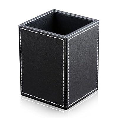 LiLan KINGFOM™ Pot à Crayons en cuir - Noir