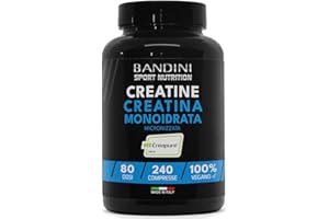 Bandini® Creatina CREAPURE® Monoidrata 240 Compresse - Integratore per Allenamento, Sport, Palestra e Pre Workout - 100% Vegan - A base di Creatine Monoidrato per ATP e recupero