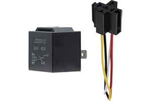 AUKENIEN Relais 24V 4 Broches Auto SPST JD2912 Relay 24 Volt 40A Relais Voiture avec Faisceau de Câble Coloré pour Moto Camion Bateau Paquet de 1