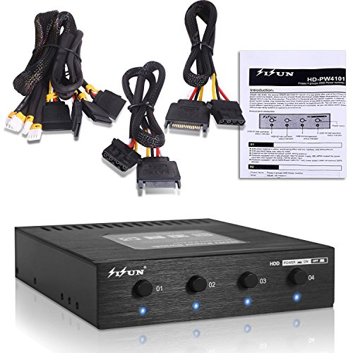 SISUN PW4101 3,5 „Voll-Aluminium Floppy-Einschub 4 x SATA HDD Power Switch Control / Schutzhülle (4 x Schalter) - 8
