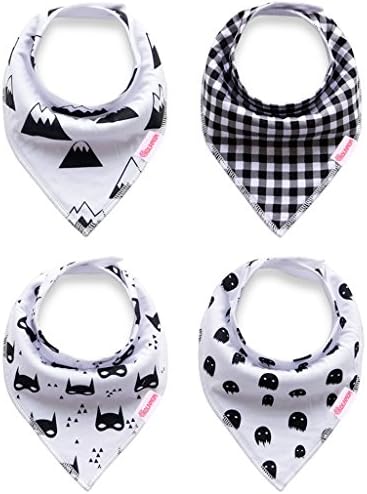 Kolamom Baby Bandana Drool Bibs 4 Pack Absorbent 100% Cotton Bib for Girls for Boys Hill Set