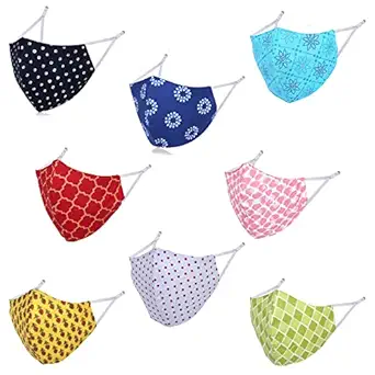 DFR Reversible Cotton Reusable Washable Cloth Masks With Adjustable Ear Loop (Multicolor Without Valve Pack of 4) For Women Men