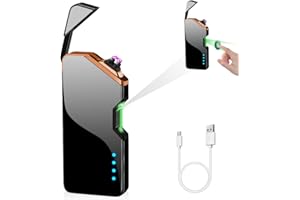 ASANMU Prezent na Dzień Ojca dla taty Mężczyzn Jego, zapalniczka elektryczna, ładowana przez USB, łuk świetlny, zapalniczka z łukiem świetlnym, ładowana przez USB, Dual ARC, ze wskaźnikiem baterii