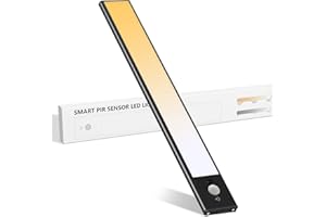 Mycket Under Cabinet Light 126 LED Motion Sensor Closet Lighting with Hand Wave Activated, 3 Color Modes(3000-6000K), Dimmable, Battery Operated, Rechargeable LED Light Bar for Cabinet Black 1pcs