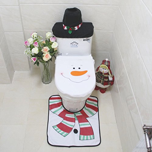 Hi Suyi Set WC Natale Copriwater Copri Serbatoio Tappettino Tema Babbo Natale Pupazzo by