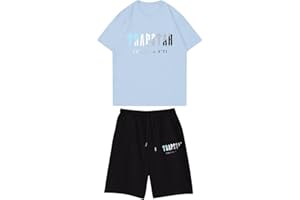 BFTHWY Trapstar - Maglietta 2 pezzi, motivo Trapstar e pantaloncini da uomo, con logo stampato Trapstar, a maniche corte, unisex, in cotone, taglie S-2