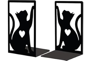 ‎PEACOBLUE Peacoblue Buchstütze Dekorativ Modern Katze Metall Buchstützen für Schwere Bücher 13.5x10.9x20.1cm, Bücherhalter für Heimdekoration, Bücherregal & Büro - 1 Paar