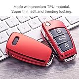  Topsmart Schlüsselhülle für Autoschlüssel mit Chrom-Finish aus TPU für Audi A1 S1 A3 S3 RS3 A4 S4 RS4 A6 S6 RS6 Q2 Q3 Q5 Q7 TT TTS rot
