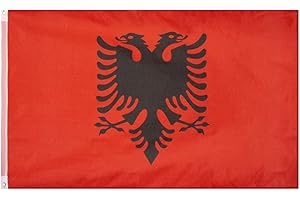 MUWO Flagge Nations Together 90 x 150 cm Nationalmanschaften, doppelseitige Gartenflagge, wetterfeste Fanflagge, Fußballflagge Polyester Länderfagge Deutschland mit Ösen (Albanien)
