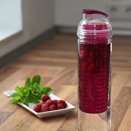 800ml Trinkflasche für Fruchtschorlen in den Farben Pink, Grün oder Transparent. Perfekte Sportflasche aus BPA-freiem Tritan. Super-einfacher und auslaufsicherer Trinkverschluss. Leicht zu reinigen. - 7