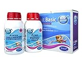 Disolver la dosis necesaria de producto en un recipiente con agua y repartir esta solución sobre la superficie de la piscina por igual