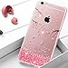 Produktbild Felfy Kompatibel mit iPhone 6S Plus Hülle,Kompatibel mit iPhone 6 Plus Hülle Glitzer Rosa Sparkle Diamant Strass TPU Silikon Transparent Handy Hülle Kirsche Blumen Durchsichtig Kratzfest Cover Case