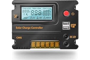 FUHUIHE 20A 12V 24V Contrôleur de Charge Solaire Interrupteur LCD Automatique Panneau Intelligent Régulateur de Batterie Régulateur de Charge Protection Contre la Surcharge Compensation de température