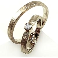 Trauring SET Weißgold und Diamant mit Gravur - handgefertigt by SILVERLOUNGE