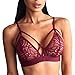 Price comparison product image Women Sexy Lingerie Floral Sheer Lace Bra Top Seamless Bralette Cup Wireless Bra (M, Red)