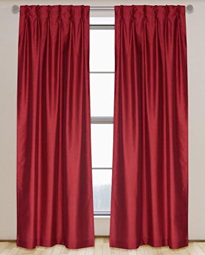 LJ Home Fashions Pinch Pleat Hidden Tab Curtain Set, Red, 30 x 95"