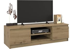 CDF Szafka pod telewizor 120 | kolor: dąb Artisan | nowoczesny stolik pod telewizor | półki na sprzęt audio/wideo | miejsce do przechowywania drobiazgów | idealna do salonu, sypialni | łatwy montaż