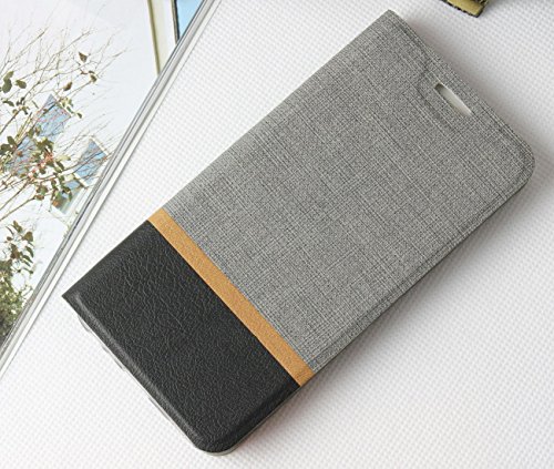 Lively Life Motorola Moto G5 Plus hülle – Premium Luxuriös PU lederhülle[Vollständigen Schutz] [Kreditkartenfach] Folio Flip Brieftasche Schutzhülle im Denim Pattern für Lenovo Moto G5 Plus(Denim-Grau) - 2