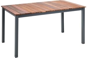 Greemotion Mackay Mesa de jardín, Aluminio, Antracita/marrón, ca. 150 x 74 x 90 cm