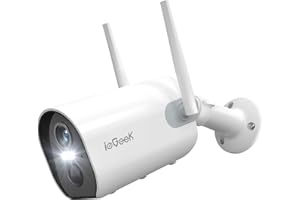 ieGeek 2K Telecamera Wi-Fi Interno/Esterno Senza Fili a Batteria, Videocamera di Sorveglianza a Faretti con Visione Notturna a Colori, Allarme con Rilevazione PIR, Sirena,Audio a 2 Vie,IP65