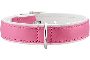 HUNTER Obroża dla psa, styl nowoczesny, sztuczna skóra, małe psy, klasyczna, 27 (XXS-XS), różowa/biała