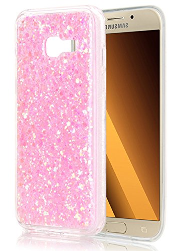 Preisvergleich Produktbild Samsung Galaxy A5(2017) / A5(2017) Duos Hülle Glitzer [Rosa] ISENPENK Durchsichtig Samsung Galaxy A5(2017) / A5(2017) Duos Hülle Silikon Transparent,Ultra Slim TPU Liquid Glitter Glänzend Bling Fließen Flüssig Flüssigkeit,Schutzhülle Muster Handy Hülle Tasche