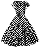 schwarzes kleid mit goldenen punkten Knielänge, A-Linie Kleid,Elegantes Retro-Kleid der 1950er Jahre