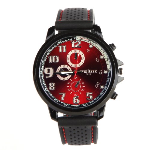 Orrorr?Fashion Milit?rarmee -Silikon-Gummi -Band-Sport Uhr M?nner Armbanduhr Red