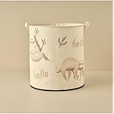 BELLA MAISON Sloth Animal Printed 70% Cotton 30% Polyester Toy Basket, Multi Color, 36x40 cm