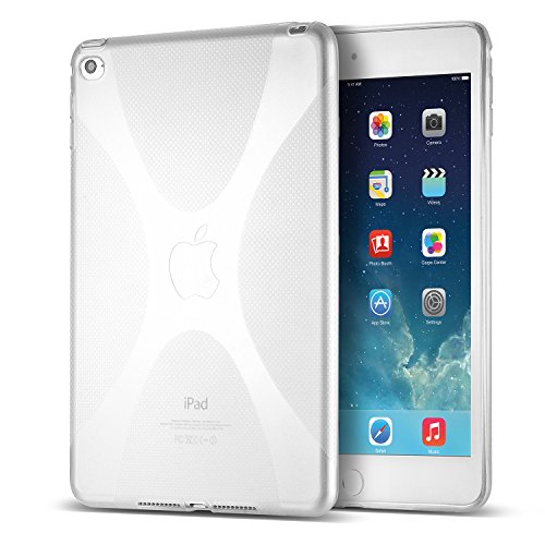 LDUDU® Ultradünn Silikon Schutzhülle für Apple iPad mini 4 7,9 zoll (20,1 cm) TPU Silikon Rückschale Schutz Hülle Silicon Etui Hülle Case Cover Folio Flipcase mit X Form mattiert transparent weiß