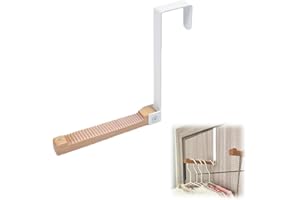 WUSJCOF Perchero de puerta con gancho plegable, con bisagras, metal y madera, (para rebaje de puerta de 4,5 cm) (blanco)