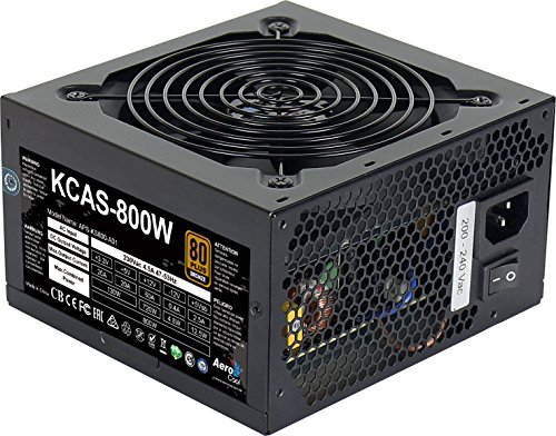 Aerocool KCAS800S - Fuente de alimentaci  n gaming para PC  800W  ATX  12V  PFC Activo  incluye ventilador 12 cm  80 Plus Bronze  eficiencia   85   certificado Haswell Ready   color negro