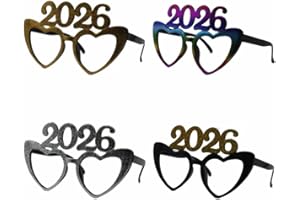 Dusenly 4 Pack 2026 Glasses Happy New Year Eyeglasses Fancy New Year Party Glasses Funny Sunglasses Eyewear for 2026 New Year Party Decorations