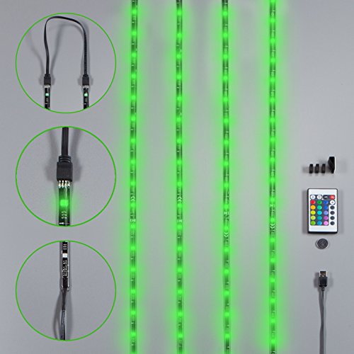 TV LED Beleuchtungs Set Dimmbar Selbstklebend Inkl. 48 X RGB-LED 2m IP20 LED TV Beleuchtung LED TV Hintergrundbeleuchtung LED Stripes LED Lichterkette LED Band LED Streifen LED Leiste Lichtleiste LED Bänder LED Farbband Lichtschlauch Fernsteuerbar Inkl. Fernbedienung Inkl. USB-Anschluss Inkl. 3 Verbindern Inkl. 3 Verbindungskabeln - 3