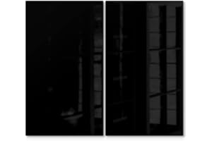 DEQORI Placas de cristal para cubrir vitrocerámica, juego de 2 unidades, 60 x 52 cm, color liso, negro, placas de vitrocerámica en la cocina, cubiertas universales para placas de vidrio y tablas de