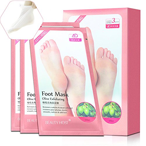 MINPE Masque Pieds Peeling Exfoliant - 3 Paires Masque pour les Pieds Secs, Soins des Pieds, Masque Chaussette hydratante pour Enlever Callosité et Peaux Mortes dans 7 Jours