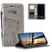 Produktbild HMTECH Galaxy A6 2018 Hülle Nettes reizendes Lächeln Cat Prägung Flip Bookstyle Wallet Tasche Brieftasche Standfunktion Karten Slot Etui Case für Galaxy A6 2018,Gray Smile Cat