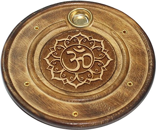 Find Something Different - Legno inciso Simbolo Om, Porta Bastoncini e Cono incenso, Multicolore