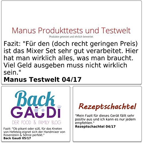Rosenstein & Söhne Handmixer-Set: Rührständer, Edelstahl-Schüssel, 5 Stufen, Turbo, 500 W - 7
