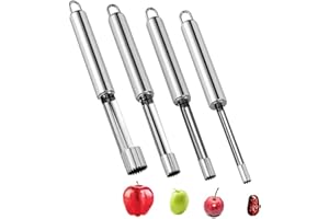 AMINDZ Haihaz,4 Piezas Removedor Núcleos de Manzana y Pera,Descorazonador de Manzana de Acero Inoxidable,Descorazonador de Frutas Multifunción,Acero Inoxidable Removedor de Núcleos para el Hogar y la Cocina