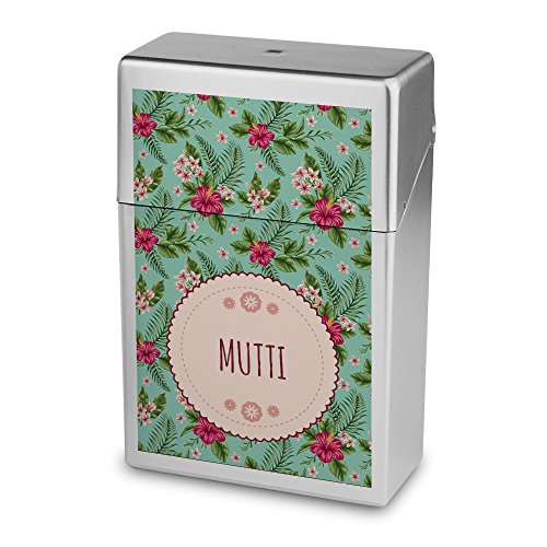 Preisvergleich Produktbild Zigarettenbox mit Namen Mutti - Personalisierte Hülle mit Design Blumen - Zigarettenetui, Zigarettenschachtel, Kunststoffbox