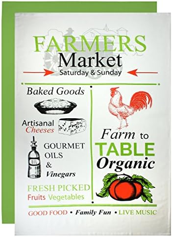 MUkitchen Flour Sack Towel, 24 by 36-Inches, Set of 2, Farmer's Market