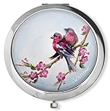 Vanroe 'Cherry Blossom & Birds' Designer Compact Mirror in Gift Box - Magnified, Anniversary & birthday present