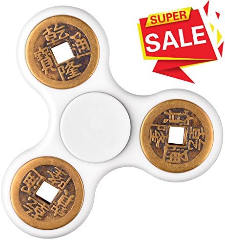 Fidget Spinner Hand Spinner Quimat Metal EDC Fidget Toys Stainless Steel Bearing Quiet High Speed Chinese Ancient Copper Coin Design Gift for Kids Adults Helps Anti-Anxiety Focusing Boredom Stress Reducer (White)