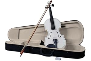 WENYUYU 4/4 Full Size Acoustic Violin Fiddle Set for Adult Beginners Students with Violin Case, Bow, Rosin (White)